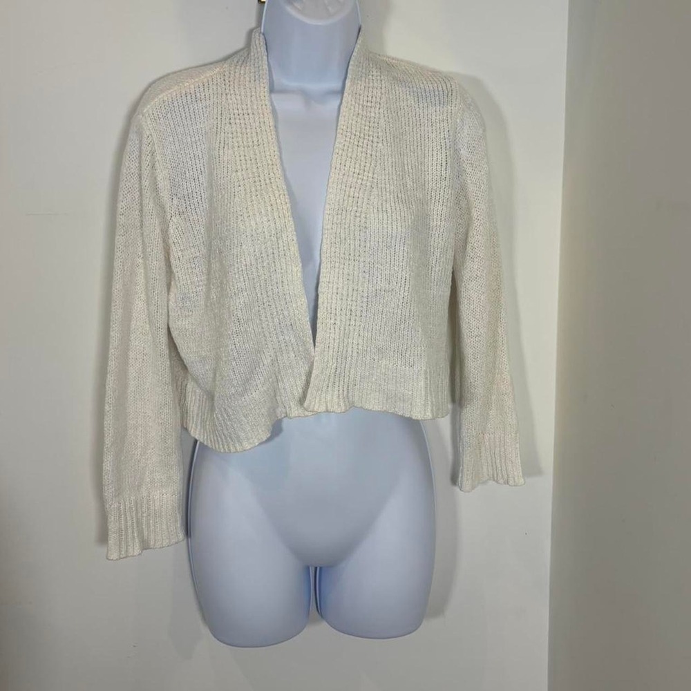 Cable and Gauge white cable knit cardigan Size M